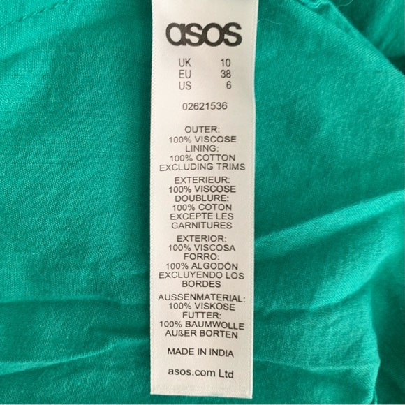 Asos - Embroidered, Emerald Green, Short-Sleeve Dress, Size 6 - Picture 12 of 13